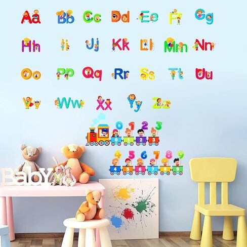 Alphabet Wall Decals Letters ABC Wall Stickers Removable Learning Educational Wall Decals Peel and Stick Colorful Alphabet Wall Stickers for Kids Nursery Toddler Playroom Classroom Decor in Kuwait