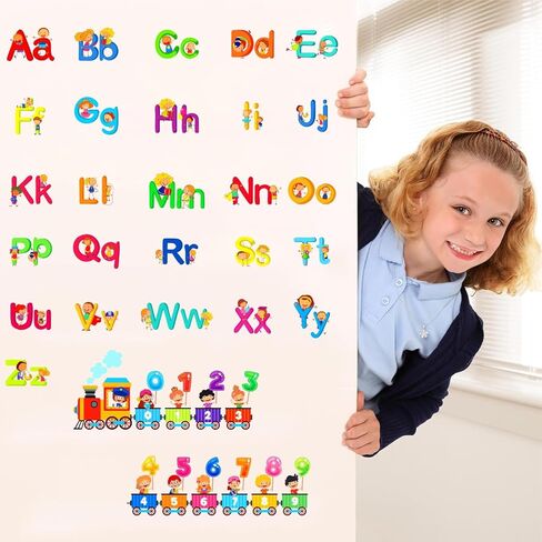 Alphabet Wall Decals Letters ABC Wall Stickers Removable Learning Educational Wall Decals Peel and Stick Colorful Alphabet Wall Stickers for Kids Nursery Toddler Playroom Classroom Decor in Kuwait