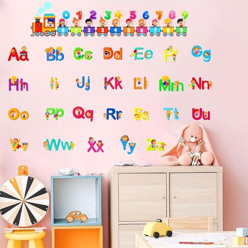 Alphabet Wall Decals Letters ABC Wall Stickers Removable Learning Educational Wall Decals Peel and Stick Colorful Alphabet Wall Stickers for Kids Nursery Toddler Playroom Classroom Decor in Kuwait