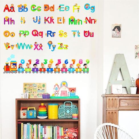 Alphabet Wall Decals Letters ABC Wall Stickers Removable Learning Educational Wall Decals Peel and Stick Colorful Alphabet Wall Stickers for Kids Nursery Toddler Playroom Classroom Decor in Kuwait
