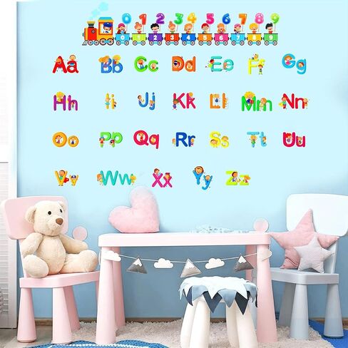 Alphabet Wall Decals Letters ABC Wall Stickers Removable Learning Educational Wall Decals Peel and Stick Colorful Alphabet Wall Stickers for Kids Nursery Toddler Playroom Classroom Decor in Kuwait