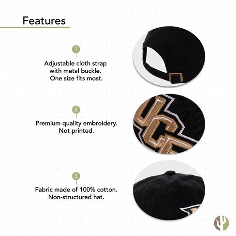 University of Central Florida Baseball Hat Knights UCF Brimmed Embroirderd Hats Cap Adjustable Cloth Strap Adult (Style E) Gray in Saudi Arabia