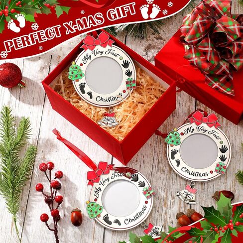 1 Piece Baby's First Christmas Photo Ornament 2023 My Very First Christmas Photo Xmas Baby Keepsake Ornament Photo Picture Frame for Newborn Baby Boys Girls Christmas Tree Decoration in Saudi Arabia