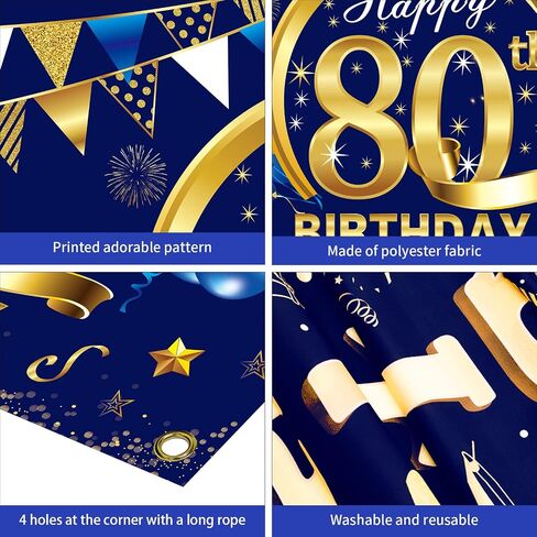 كاوايرك لافتة عيد ميلاد سعيد 90 للرجال - خلفية زرقاء وذهبية 90 لوازم الحفلات صورة خلفية ديكور عام ازرق 90 in Kuwait