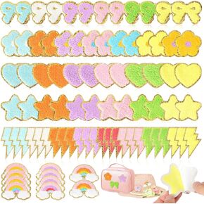 Chenille Letters Patches Self-Adhesive for Clothing: KINGSOW 86Pcs Christmas Stick on Patch for DIY Accessories - Cute Sew On Embroidered Patches for Backpacks Shirts Stockings Sweater Hats