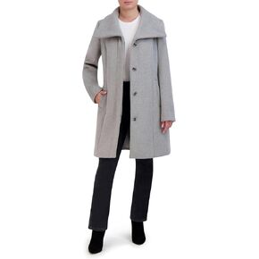 Cole Haan Women's Double Face Wool Button-up Coat with Convertible Collar