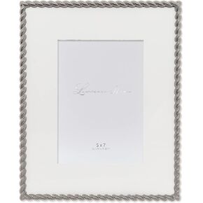 5x7 Hinged Double Cast Metal Picture Frames, Silver Rope Design