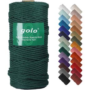 golo Cotton Cord Macrame Yarn 1mm x 109yards Macrame Cord Cotton Craft Cord for Wall Hanging, Plant Hangers, Crafts, Knitting
