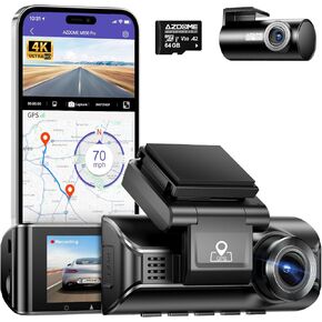 AZDOME M550 Pro 4K Dash Cam Front and Rear, Free 64GB Card, 5GHz Wi-Fi GPS Driving Recorder, 3.18'' IPS Screen Dash Camera for Car, 150° Wide Angle, WDR Night Vision, Parking Mode G-Sensor APP Control