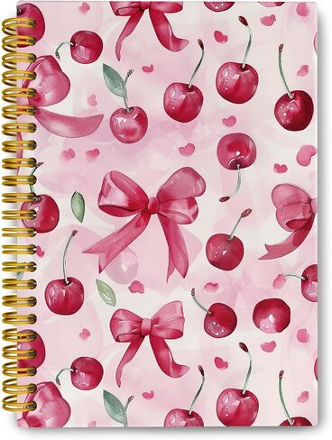 Trendy Coquette Pink Bow Jonrnaling Notebooks, Cute Spiral Notebook for Girl, Pink Preppy Journal Notebook, Pink Office Supplies, Hardcover Spiral Notebooks College Ruled 5.5 x 8.3 in Saudi Arabia