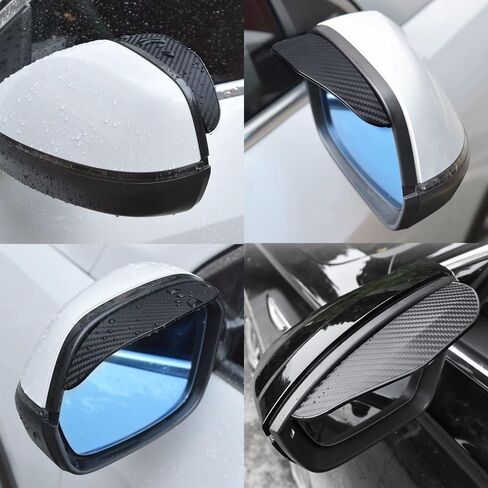 Car Rear View Mirror Rain Visor Guard, Auto Side Mirror Rain Eyebrow Cover,Mirror Visor Guard for Most Car, Truck and SUV,Carbon Fiber (2Pack) in Saudi Arabia