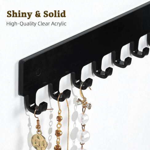 Acrylic Necklace Holder 2 Pack Wall Mounted Necklace Organizer Hanging Jewelry Organizer with 12 Hooks for Necklaces, Bracelets, Rings and Bangles Display in Saudi Arabia