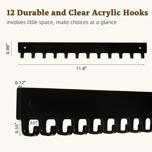 Acrylic Necklace Holder 2 Pack Wall Mounted Necklace Organizer Hanging Jewelry Organizer with 12 Hooks for Necklaces, Bracelets, Rings and Bangles Display in Saudi Arabia