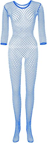 Women's Sexy See Through One Piece Bodycon Black Mesh Jumpsuit,Medium Hole Fish Net Club Outfit for Ladies in Saudi Arabia