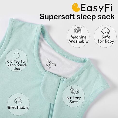Rayon Made from Bamboo 0.5 TOG Lightweight Baby Sleep Sack 6-12 Months | Baby Wearable Blanket 2-Way Zipper Summer Unisex Sleeping Bag for Babies in Saudi Arabia