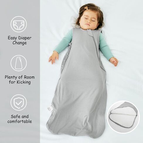 Rayon Made from Bamboo 0.5 TOG Lightweight Baby Sleep Sack 6-12 Months | Baby Wearable Blanket 2-Way Zipper Summer Unisex Sleeping Bag for Babies in Saudi Arabia