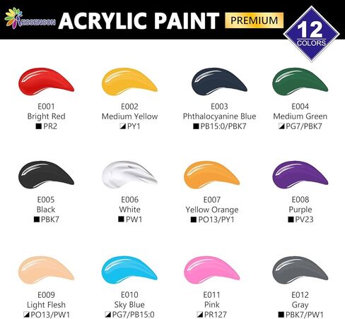 Acrylic Paint, 24 Colors Acrylic Paint Set, 2oz/59ml Bottles, Premium Acrylic Paints for Artists, Beginners and Adults on Canvas Rocks Wood Ceramic Fabric in Kuwait
