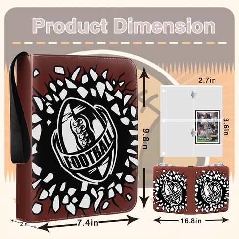 9 Pokect Trading Card Binder, 2024 Football Card Binder Album with 50 Binder Sleeves fit 900 Sport Cards, Card Storage Book Compatible with TCG/MTG and Sports Card in Saudi Arabia