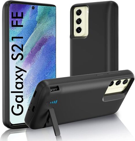 Galaxy S20 fe Battery Case 5000mAh, Kickstand & Dual Device Charging & Priority Charging Case, Rechargeable Backup Charger Case for Samsung Galaxy S20 fe 5g(6.5") Black in Saudi Arabia