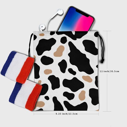 Nerxy Pink Cow Grip Bag الجمباز - بقع الحيوانات الرباط حقيبة قبضة للاعبي الجمباز الفراولة اللون الصالة الرياضية أكياس الحقيبة للمعدات الشخصية in Kuwait