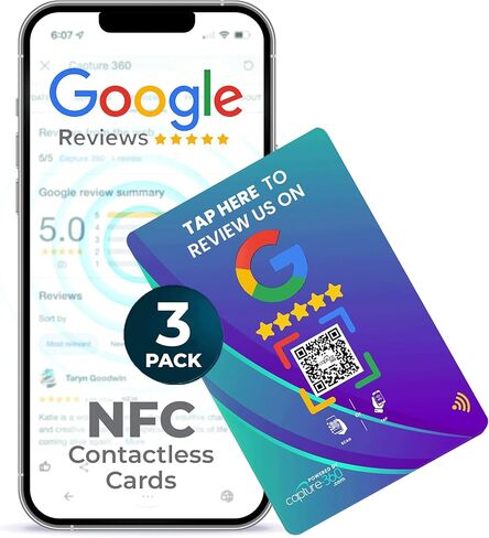 NFC Business Google Review Tap Card, Contactless, Enhances SEO, Saves Time, User-Friendly, Reusable, Boosts Online Presence & Encourages Business Feedback - Pack of 2, White in Kuwait