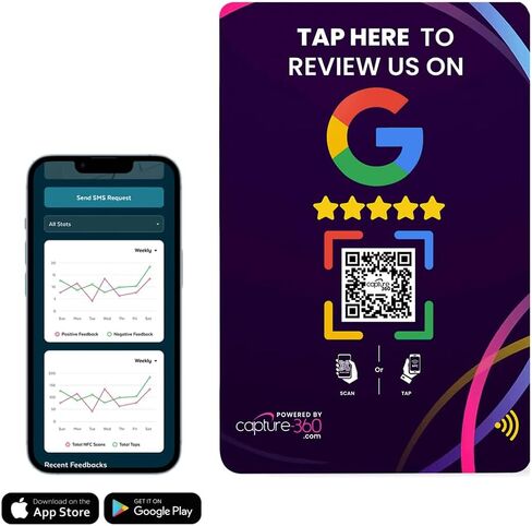 بطاقة NFC Business Google Review Tap، بدون تلامس، تعزز تحسين محركات البحث، وتوفر الوقت، سهلة الاستخدام، قابلة لإعادة الاستخدام، تعزز التواجد عبر الإنترنت وتشجع تعليقات الأعمال - حزمة من 2، أبيض in Saudi Arabia