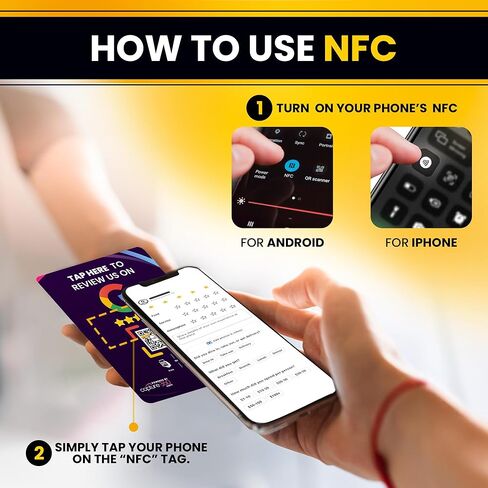 بطاقة NFC Business Google Review Tap، بدون تلامس، تعزز تحسين محركات البحث، وتوفر الوقت، سهلة الاستخدام، قابلة لإعادة الاستخدام، تعزز التواجد عبر الإنترنت وتشجع تعليقات الأعمال - حزمة من 2، أبيض in Saudi Arabia
