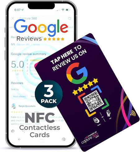 بطاقة NFC Business Google Review Tap، بدون تلامس، تعزز تحسين محركات البحث، وتوفر الوقت، سهلة الاستخدام، قابلة لإعادة الاستخدام، تعزز التواجد عبر الإنترنت وتشجع تعليقات الأعمال - حزمة من 2، أبيض in Saudi Arabia