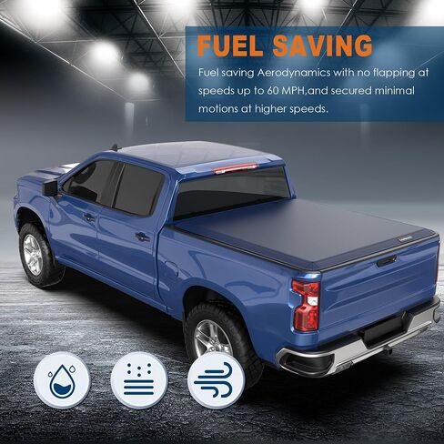 Tri Hard Truck Bed Tonneau Cover Compatible with 2002-2024 Dodge Ram 1500 Classic & New Body/2003-2024 Ram 2500 3500 (w/o Ram Box)-6.5 FT Aluminum (Utility Track System w/LED Light Strip) in Saudi Arabia