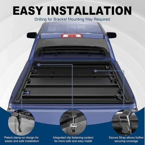 Tri Hard Truck Bed Tonneau Cover Compatible with 2002-2024 Dodge Ram 1500 Classic & New Body/2003-2024 Ram 2500 3500 (w/o Ram Box)-6.5 FT Aluminum (Utility Track System w/LED Light Strip) in Saudi Arabia