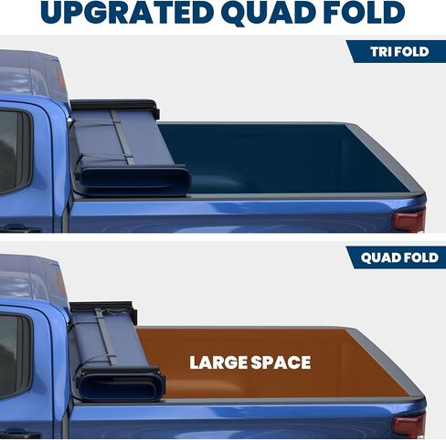 Tri Hard Truck Bed Tonneau Cover Compatible with 2002-2024 Dodge Ram 1500 Classic & New Body/2003-2024 Ram 2500 3500 (w/o Ram Box)-6.5 FT Aluminum (Utility Track System w/LED Light Strip) in Saudi Arabia