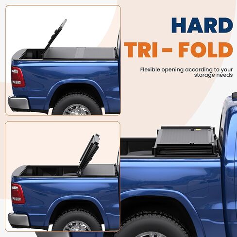 Tri Hard Truck Bed Tonneau Cover Compatible with 2002-2024 Dodge Ram 1500 Classic & New Body/2003-2024 Ram 2500 3500 (w/o Ram Box)-6.5 FT Aluminum (Utility Track System w/LED Light Strip) in Saudi Arabia