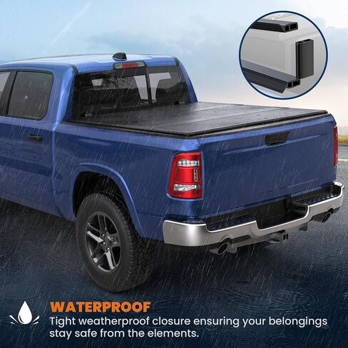 Tri Hard Truck Bed Tonneau Cover Compatible with 2002-2024 Dodge Ram 1500 Classic & New Body/2003-2024 Ram 2500 3500 (w/o Ram Box)-6.5 FT Aluminum (Utility Track System w/LED Light Strip) in Saudi Arabia