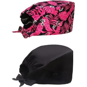 Working Cap with Silky Inner - Cotton Hat with Sweatband and Buttons, Adjustable Tie Back Ponytail, One Size