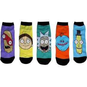 Rick and Morty Mens Ankle-No Show Socks 5 Pair Pack
