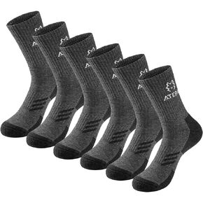 ATEPA Merino Wool Socks Men's Hiking Socks Heavy Cushion Crew Socks Thick Winter Socks for Outdoor Trekking Walking