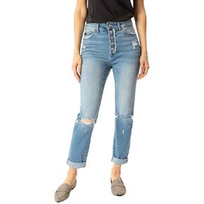 Kan Can Women's High Rise Mom Jeans