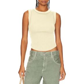 Carpetcom Women's Tank Tops Summer Sleeveless High Neck Ribbed Knit Slim Fitted Blouse Rounded Bottom Basic Tees Shirts