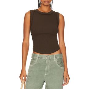 Carpetcom Women's Tank Tops Summer Sleeveless High Neck Ribbed Knit Slim Fitted Blouse Rounded Bottom Basic Tees Shirts