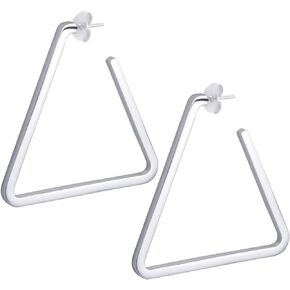 555Jewelry Stainless Steel Large Geometric Stud Hoop Triangle Earrings for Women
