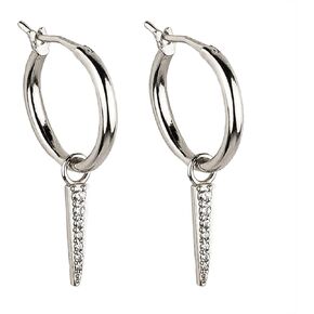 Dainty Hoop Earrings For Women with Dangling Triangle Cz Pendant - 925 Sterling Silver 18k Gold Plated