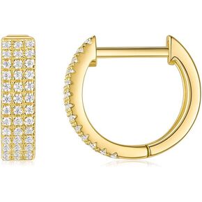 SHINYSO 925 Sterling Silver Hoop Earrings 14K Gold Plated with Cubic Zirconia Cuff Earrings Huggie Stud for Women