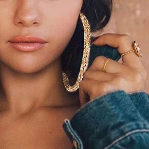 Large Hoop Dangle Earrings Gold Oversized Edgy Essentials Statement Accessories Fashion for Women