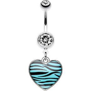 Covet Jewelry Zebra Pattern Heart Belly Button Ring