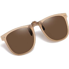 Polarized Clip On Sunglasses for Men Women Over Prescription Glasses Foldable UV400 with Portable Case
