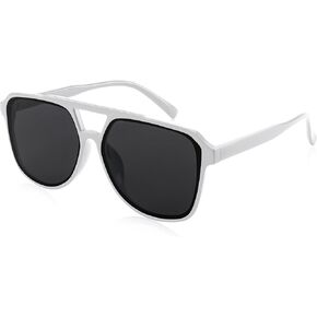 FEISEDY Retro 70s Aviator Plastic Sunglasses Men Women Classic Trendy Frame Double Bridge Sun Glasses B0050