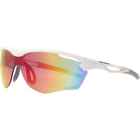 Rawlings Cleat Chaser Blade Sport Sunglasses for Men, Shiny White/Rainbow Mirror, 69mm