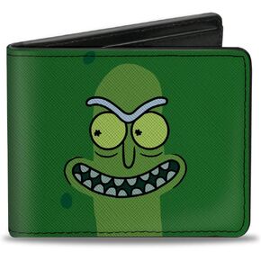 Buckle-Down Rick and Morty Wallet, Bifold, Rick and Morty Pickle Rick Grinning Greens, Vegan Leather