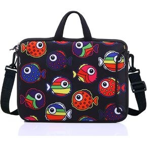 15.6-Inch Laptop Shoulder Sleeve Bag Case With Handle For 15 15.6" Acer Dell Hp (black red)