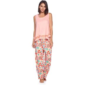 Casual Nights Women's Tank Top with Long Pants Pajama Set - Cami Shorts and Printed Bottom Sleepwear Pjs Sets